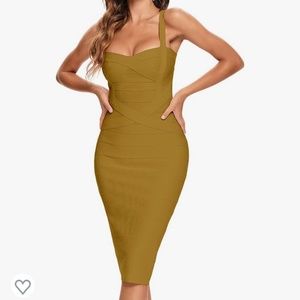 Midi Solid Color Spaghetti Strap Rayon Bandage Dress